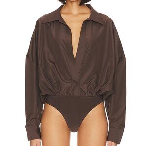 Norma kamali oversized brown bodysuit
